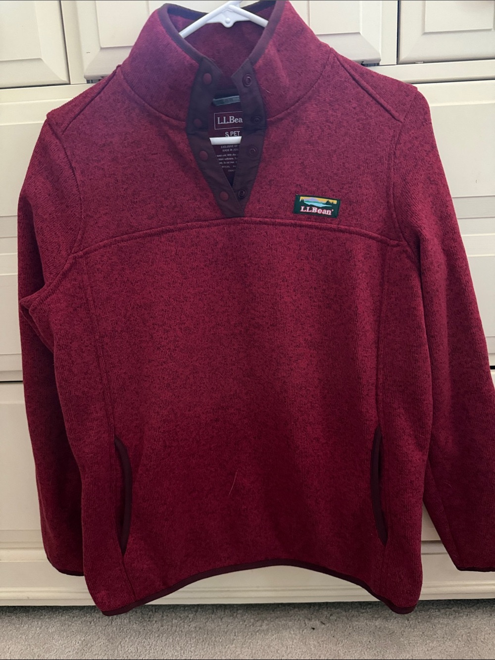 L.L. Bean Maroon Snap-Front Fleece Pullover
